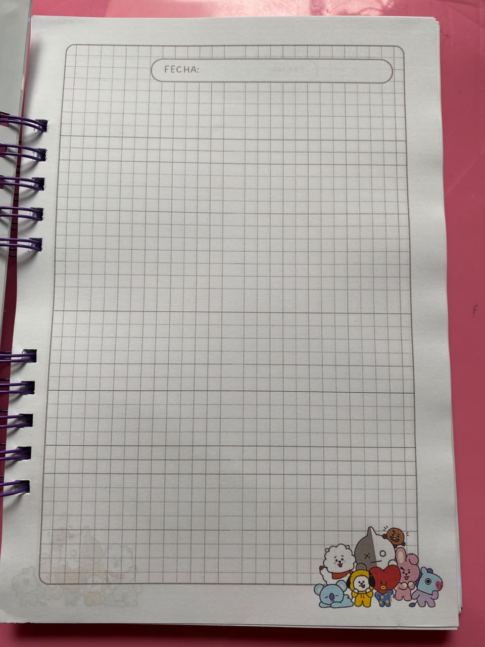 Cuaderno BT21 Cuadriculado 75 Hojas | Tapa Dura con Espiral Tamaño A5
